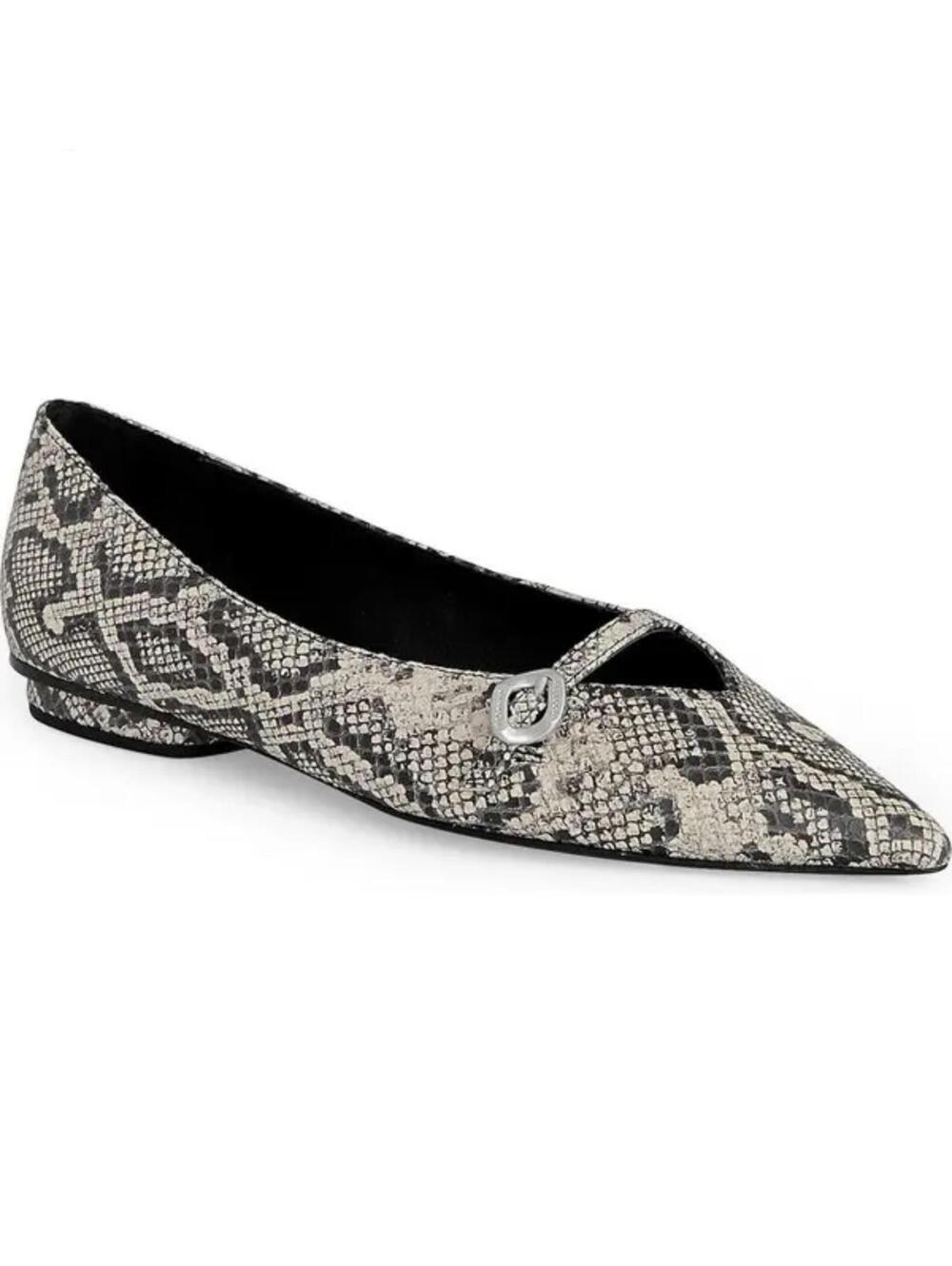 NEW Rebecca Minkoff Black & White Snakeskin Pointed Toe Flat Shoes Size 8.5 M